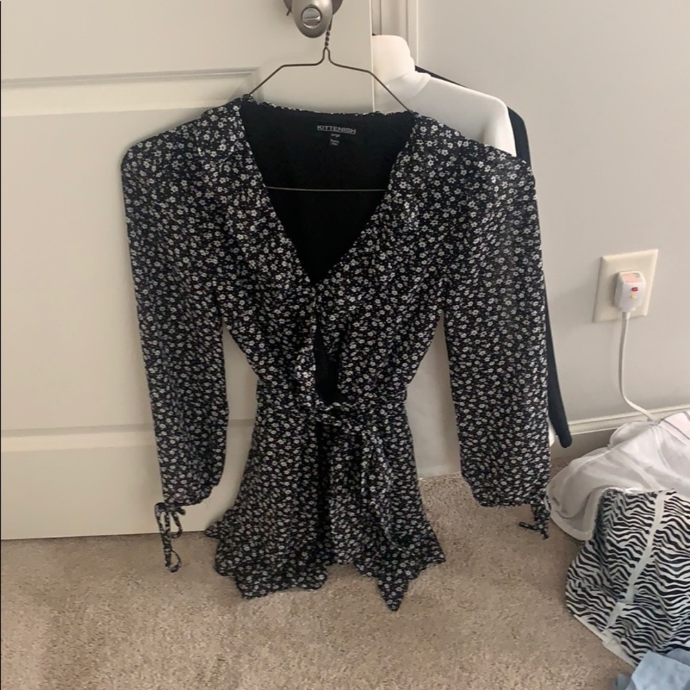 Kittenish long sleeve mini dress